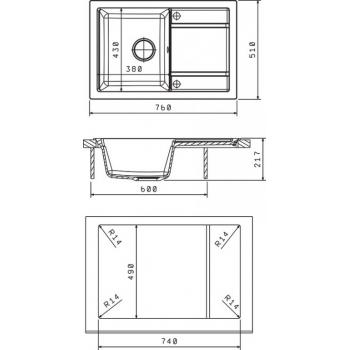 ЛИПСИ 760 мойка цвет антрацит FSm, (РОССИЯ)