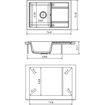 ЛИПСИ 760 мойка цвет черный FG, (РОССИЯ)