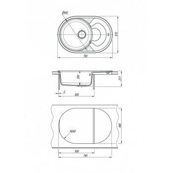 РОДОС 760 мойка цвет грей FSm, (РОССИЯ)
