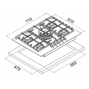 Тека варочная панель газовая CGW LUX-70 5G AIAL40215706