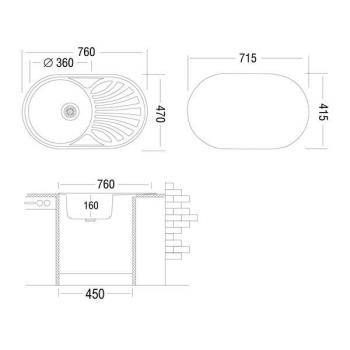 Юкинокс мойка Фаворит FAL760.470-GT6K 1R правая