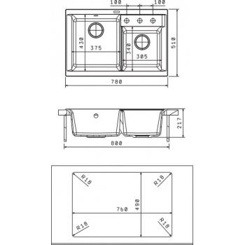 КАССИ 780 мойка цвет грей FSm, (РОССИЯ)