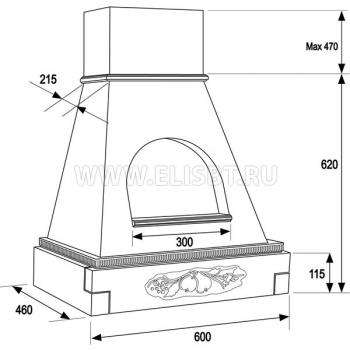 Вытяжка Сильвия 600 с окном inca 900м3 дуб/серо-золотистый