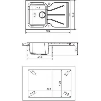 ГАТТИНАРА 780 мойка цвет грей FSm, (РОССИЯ)