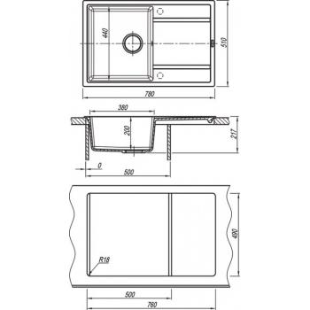 ЛИПСИ 780 мойка цвет антрацит FSm, (РОССИЯ)