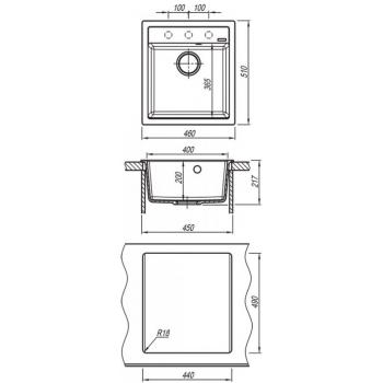 ЛИПСИ 460 мойка цвет антрацит FSm, (РОССИЯ)
