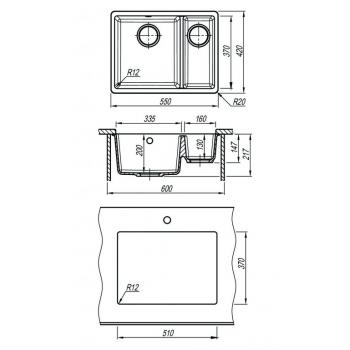 ВЕГА 335/160 мойка цвет грей FSm, (РОССИЯ)