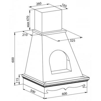 Вытяжка ИЗАБЕЛЛА 600 С ОКНОМ мощ 900 ДУБ/СЕРО-ЗОЛОТИСТЫЙ