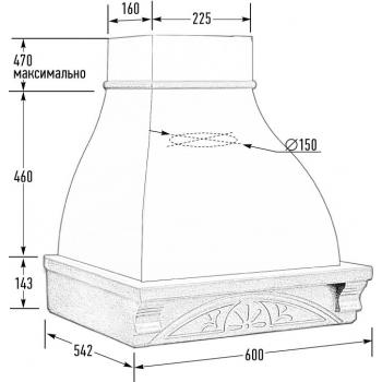 Вытяжка ДОЛЬЧЕ ВИТА 600( ППУ) 900м3 БУК/СЛОНОВАЯ КОСТЬ