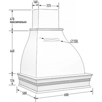 Вытяжка Нике 600 ППУ мощ. 900 бук/слоновая кость