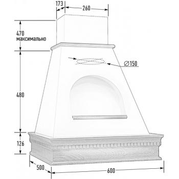 Вытяжка Анастасия 600 С ОКНОМ мощ.900 дуб/слоновая кость