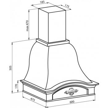 Вытяжка ЛИЛИЯ 600 С ДЕКОРОМ РУДЖЕРИ ДУБ/БЕЛ.МУАР