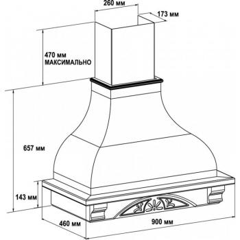 Вытяжка ДОЛЬЧЕ ВИТА 900 ППУ мощ 900 ДУБ/БЕЛЫЙ МУАР