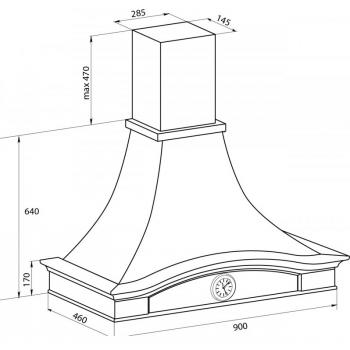 Вытяжка ИНФИНИТИ 900 мощ 900 С ЧАСАМИ БУК/СЛОНОВАЯ КОСТЬ