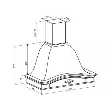 Вытяжка Лилия 900 С ДЕК.ЛУИЗИАНА БУК/СЛОНОВАЯ КОСТЬ мощ. 900