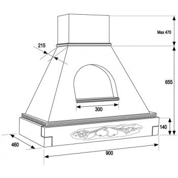 Вытяжка Сильвия 900 с окном 900м3 дуб/ап. корка