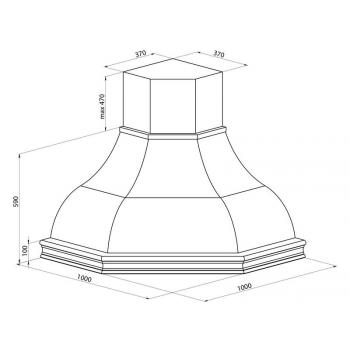 Вытяжка Дора (угловая) ППУ мощ.750 дуб/слоновая кость