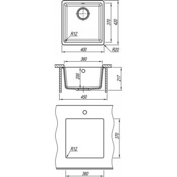 ВЕГА 360 мойка цвет черный FSm, (РОССИЯ)