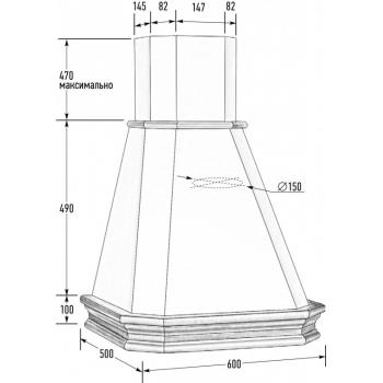 Вытяжка ВАНЕССА 600 мощ900м3 ДУБ/слоновая кость