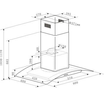 LEX PARIS ISOLA 900 INOX вытяжка