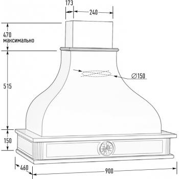 Вытяжка АГАТА 90 ППУ мощ 900 БУК/СЛОНОВАЯ КОСТЬ