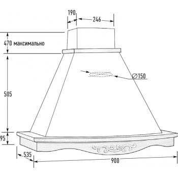 Вытяжка МЕЛИСА 90 мощ 900м3 БУК/БЕЛЫЙ МУАР
