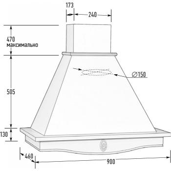 Вытяжка ТРЕНТО 90 мощ.900 ДУБ/БЕЛЫЙ МУАР