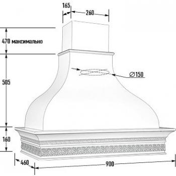 Вытяжка АФИНА 90ППУ мощ 900м3 БУК/БЕЛЫЙ МУАР