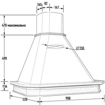Вытяжка ВАНЕССА 900 мощ.900м3 БУК/БЕЛЫЙ МУАР