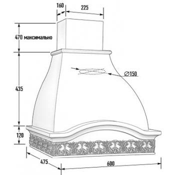 Вытяжка БАРБАРА 60 ППУ БУК/БЕЛЫЙ МУАР мощ900м