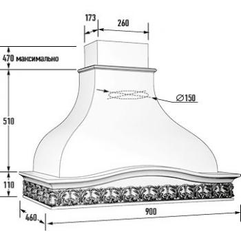 Вытяжка БАРБАРА 90 ППУ мощ 900м3 ДУБ/СЛОНОВАЯ КОСТЬ