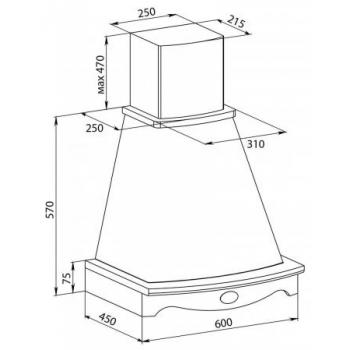 Вытяжка МАРГАРИТА С ДЕКОРОМ 600 мощ 900 ДУБ/БЕЛЫЙ МУАР