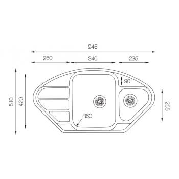 Кухонная мойка TopZero LTL945.510.15.GT8K