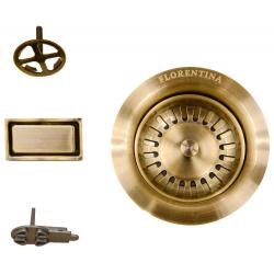 Флорентина Комплект для сливной арматуры 3 1/2 с переливами, цвет БРОНЗА