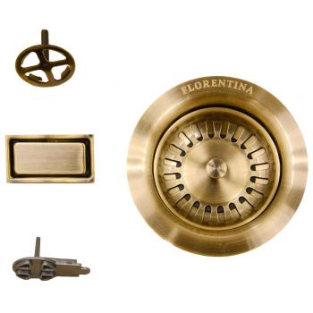 Флорентина Комплект для сливной арматуры 3 1/2 с переливами, цвет БРОНЗА