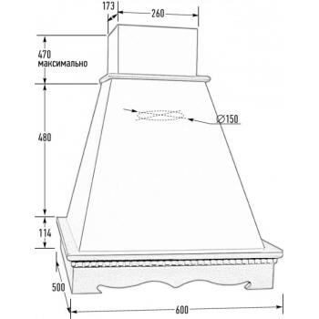 Вытяжка ИЗАБЕЛЛА 600 мощ 900 БУК/БЕЛЫЙ МУАР