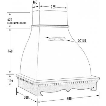 Вытяжка ИЗАБЕЛЛА 600 ППУ мощ 900 БУК/БЕЛЫЙ МУАР
