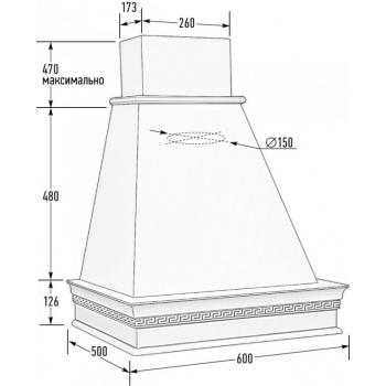 Вытяжка НИКЕ 600 мощность 900 БУК/АПЕЛЬСИНОВАЯ КОРКА