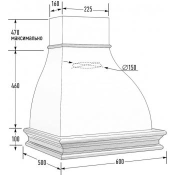 Вытяжка ПЕНТА 600 ППУ мощ.900 БУК/БЕЛЫЙ МУАР